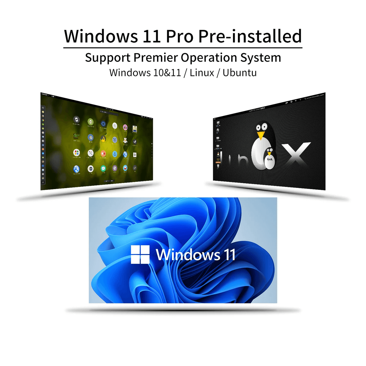 Operating system compatibility graphic showing Windows and Linux platforms