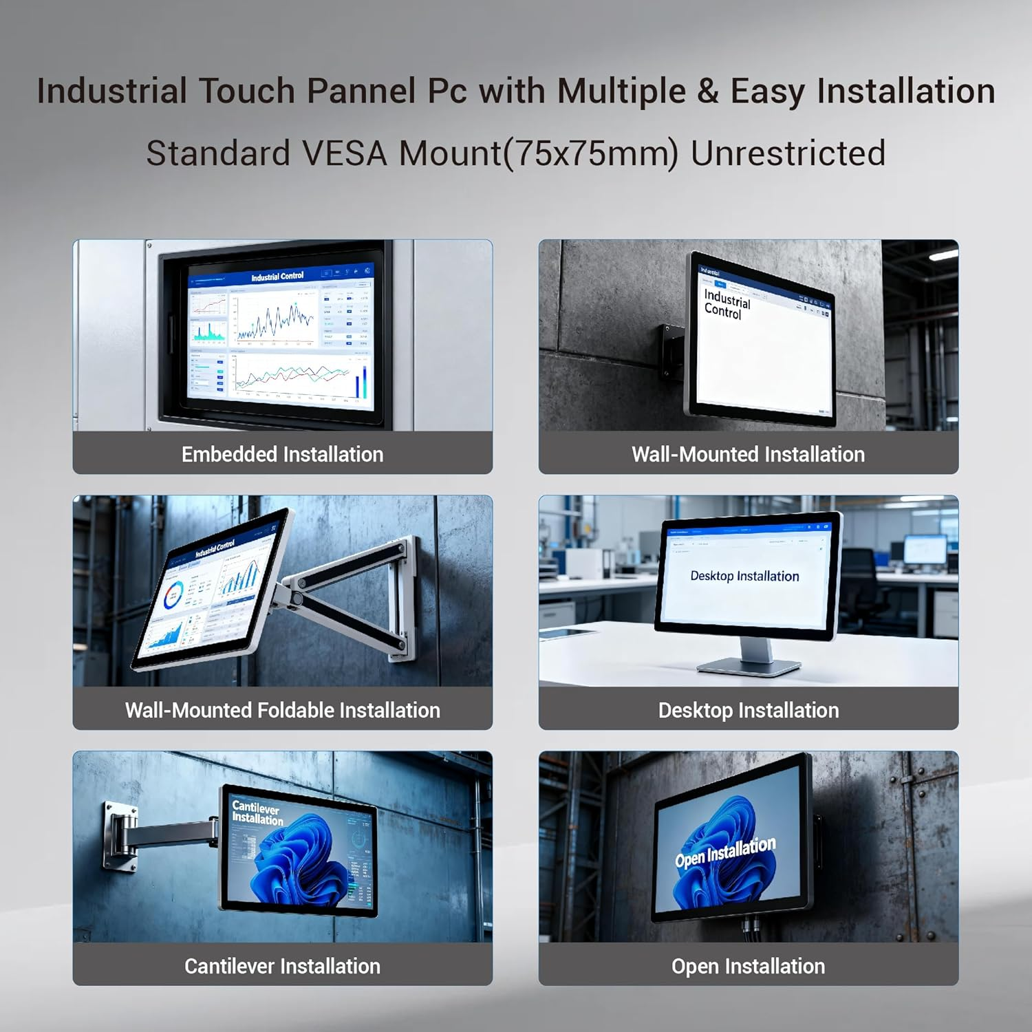 HIGOLEPC  Fanless Industrial PC Panel 13.3 Inch, Embedded Touchscreen All in One Computer Win11 Pro, Celeron N5095, 8GB Ram 128GB Rom, 1920*1080 IPS, USB3.0*4, RS232*2, LAN, HDMI, Type-C