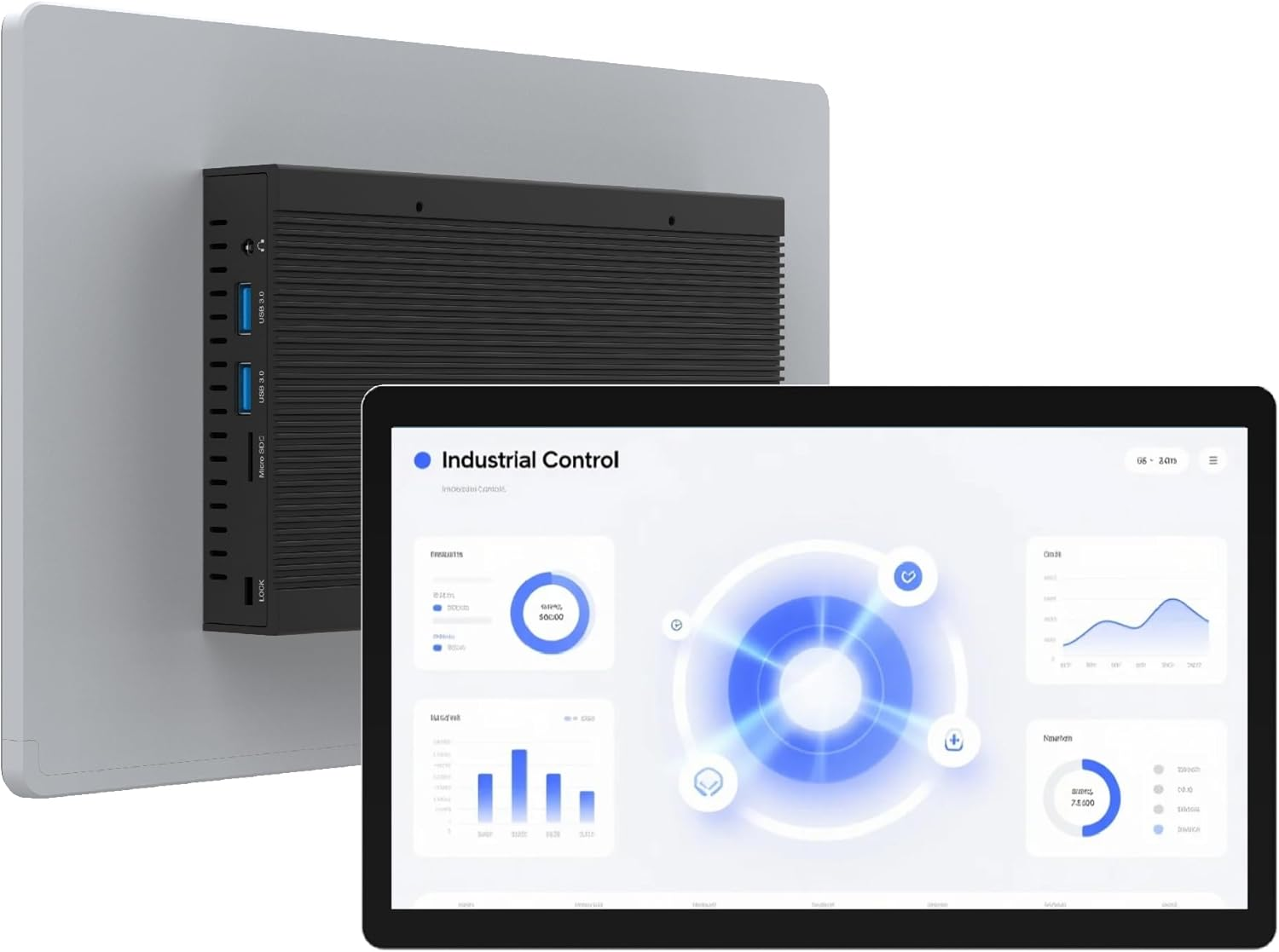 HIGOLEPC  Fanless Industrial PC Panel 13.3 Inch, Embedded Touchscreen All in One Computer Win11 Pro, Celeron N5095, 8GB Ram 128GB Rom, 1920*1080 IPS, USB3.0*4, RS232*2, LAN, HDMI, Type-C