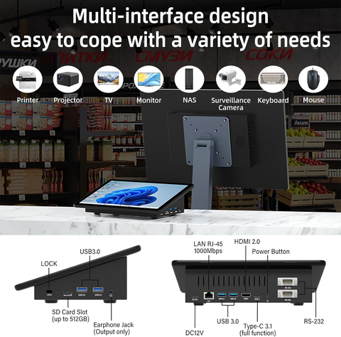HIGOLE 10.1” Touchscreen Windows 11 Pro Mini PC,Intel Celeron N5095, 8GB RAM, 128GB ROM, Type-C, HDMI, WiFi5