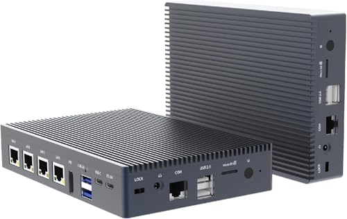 HIGOLEPC FIntel N100 Mini PC | Pro Firewall Router Appliance | Fanless, 4X 2.5G Ethernet Ports, 8GB RAM 128GB eMMC, Win 11 Pro, 4K HDMI/USB-C