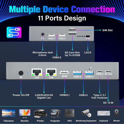 Higole F9B 7-Inch Screen Mini PC with 5000mAh Battery - Intel Celeron N100, 16GB LPDDR4, 512GB ROM, Windows 11 Pro