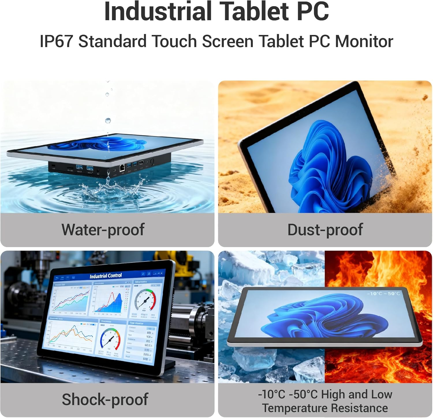 HIGOLEPC  Fanless Industrial PC Panel 13.3 Inch, Embedded Touchscreen All in One Computer Win11 Pro, Celeron N5095, 8GB Ram 128GB Rom, 1920*1080 IPS, USB3.0*4, RS232*2, LAN, HDMI, Type-C