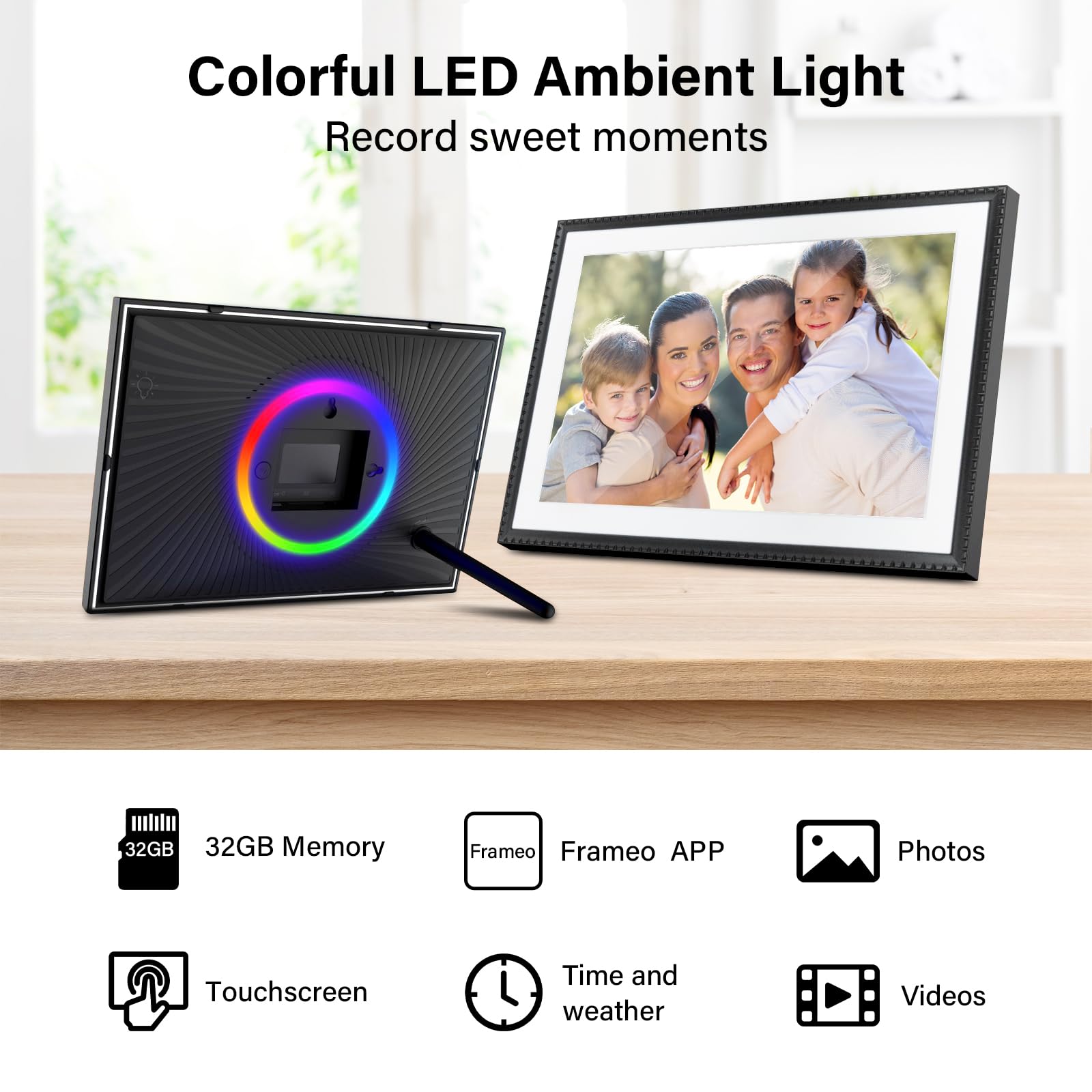 HIGOLEPC WiFi Digital Picture Frame 10.1 Inch, 32GB Storage Smart Digital Photo Frame IPS HD Touch Screen with Auto-Rotate, Share Photos or Videos Via Frameo App