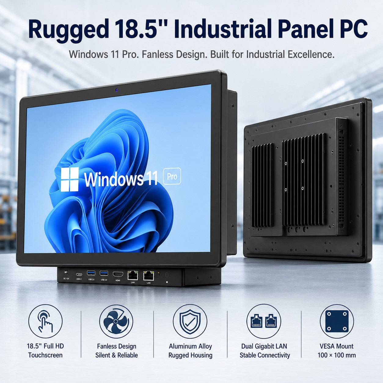 HIGOLEPC 18.5 Inch Touch Screen Industrial Panel PC