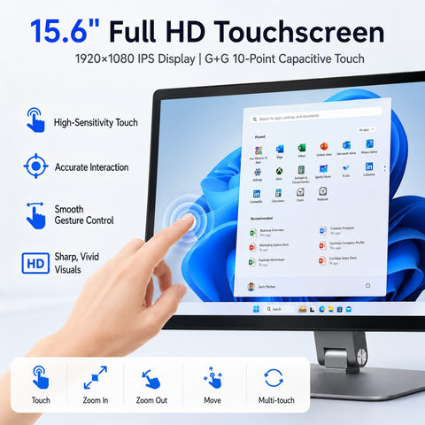 HIGOLE F15 15.6-Inch Industrial Tablet PC with Stand, Windows 11 Pro,Intel Celeron N5095, 8GB RAM + 128GB ROM