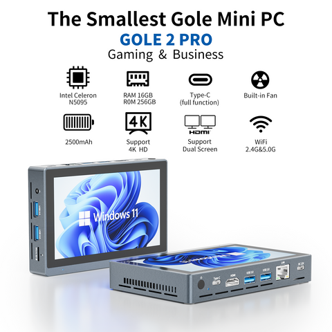 HigolePC GOLE2 Pro Mini PC 本体 HIGOLE Gole 2 Pro Mini PC - Windows 11 Pro, Intel Celeron