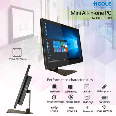HIGOLE F15 15,6-Zoll-Industrie-Tablet-PC mit Windows 10, All-in-One-Mini-PC-Pad mit Touchscreen