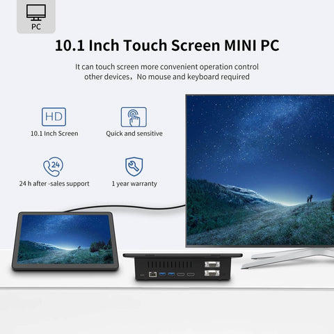HIGOLE 10.1”Touchscreen Windows 11 Mini PC Intel Celeron 8GB RAM 128GB ROM Type-C HDMI WiFi6