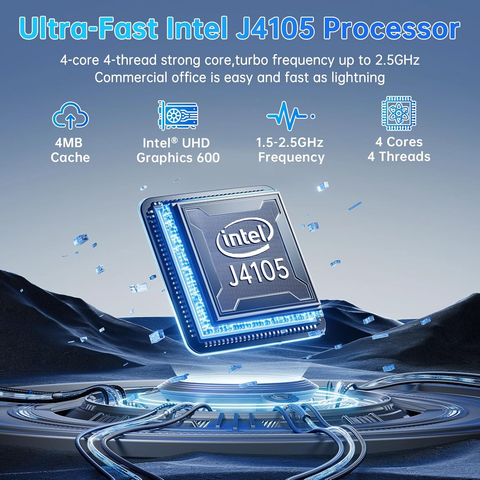 HIGOLEPC Mini PC Stick - Intel Celeron J4105, Windows 11, USB PD3.0, HDMI 4K, Gigabit Ethernet, WiFi 5.0, BT 5.2, for Office & Home