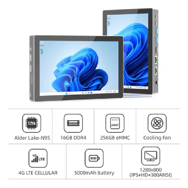 Higole F9B 7-Inch Screen Mini PC with 5000mAh Battery - Intel N95, 16GB LPDDR4, 512GB ROM, Windows 11 Pro