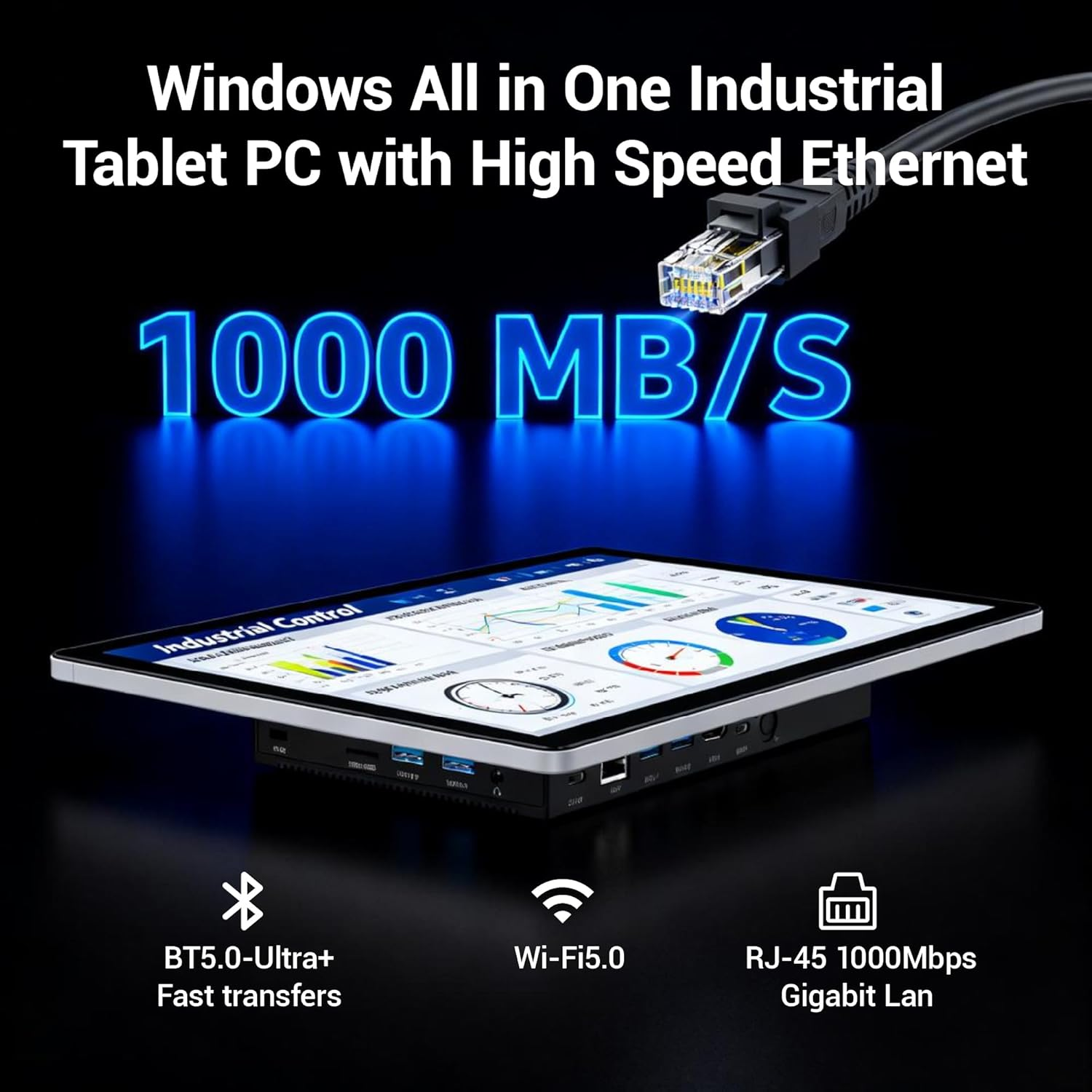 HIGOLEPC  Fanless Industrial PC Panel 13.3 Inch, Embedded Touchscreen All in One Computer Win11 Pro, Celeron N5095, 8GB Ram 128GB Rom, 1920*1080 IPS, USB3.0*4, RS232*2, LAN, HDMI, Type-C